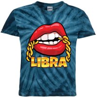 Juicy Lips Gold Chain Libra Zodiac Sign Kids Tie-Dye T-Shirt