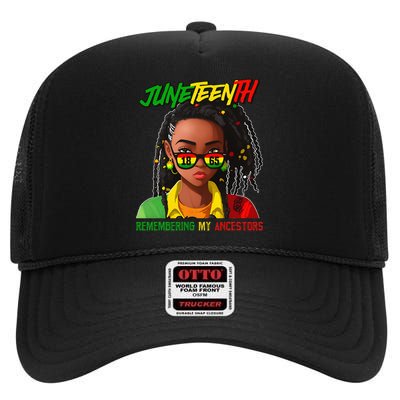 Juneteenth Locd Hair Remembering My Ancestor For High Crown Mesh Back Trucker Hat