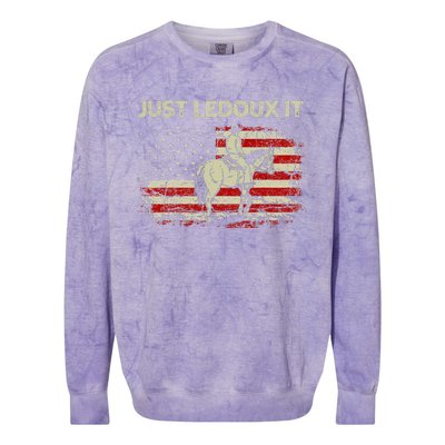 Just Ledoux It Cow Whiskey Wine Lover Vintage USA Flag Colorblast Crewneck Sweatshirt