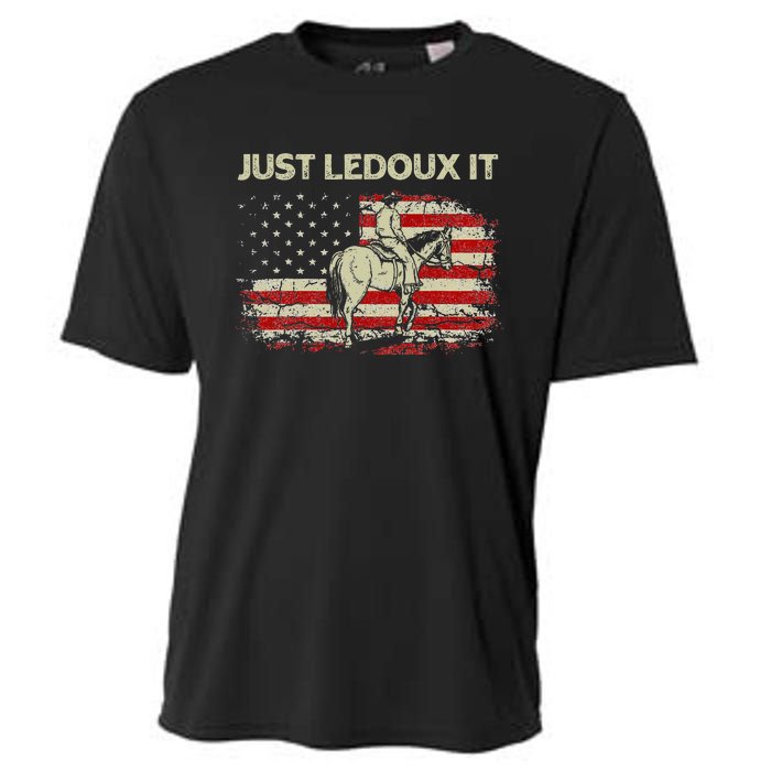 Just Ledoux It Cow Whiskey Wine Lover Vintage USA Flag Cooling Performance Crew T-Shirt