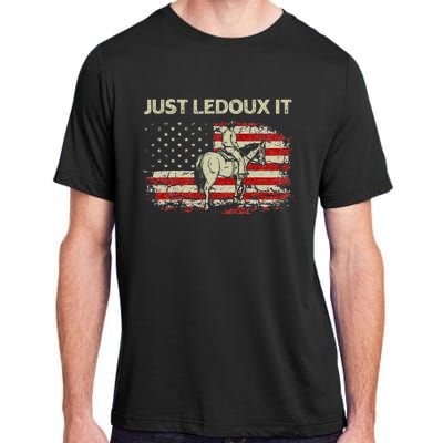 Just Ledoux It Cow Whiskey Wine Lover Vintage USA Flag Adult ChromaSoft Performance T-Shirt