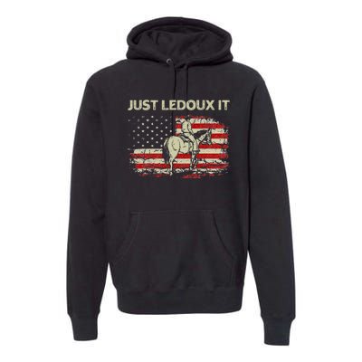 Just Ledoux It Cow Whiskey Wine Lover Vintage USA Flag Premium Hoodie