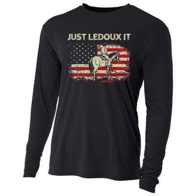 Just Ledoux It Cow Whiskey Wine Lover Vintage USA Flag Cooling Performance Long Sleeve Crew