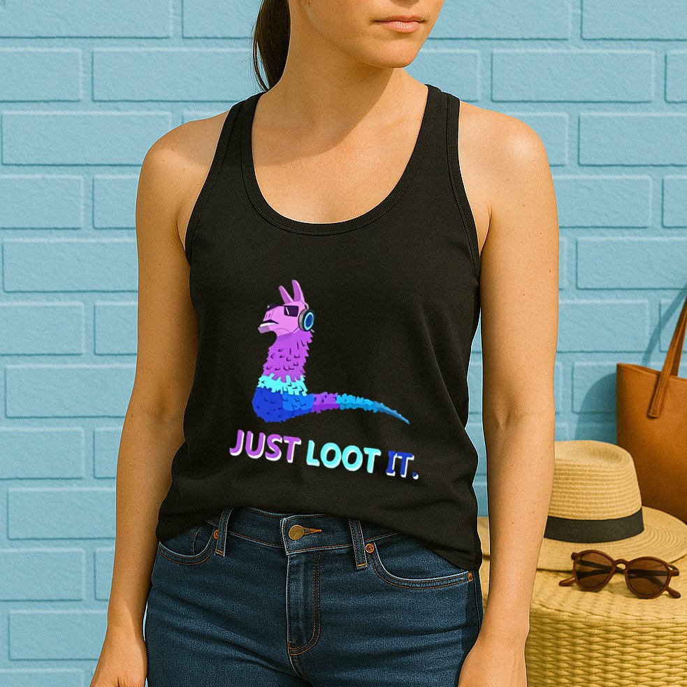 Just Loot It Llama Outfit For Teen Gamers Womens Tank Top