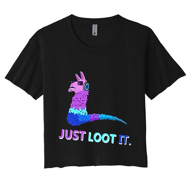 Just Loot It Llama Outfit For Teen Gamers Women's Crop Top Tee