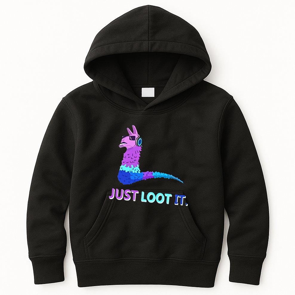 Just Loot It Llama Outfit For Teen Gamers Kids Hoodie
