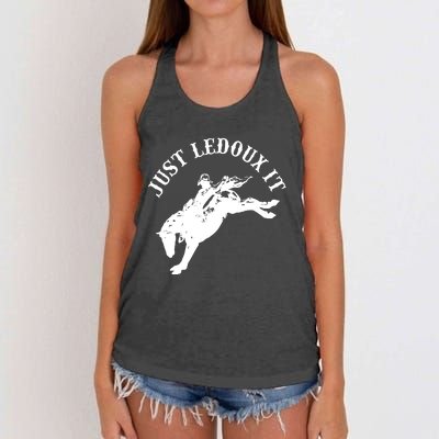 Just Ledoux It Cowboy Whiskey Wine Lover Women's Knotted Racerback Tank