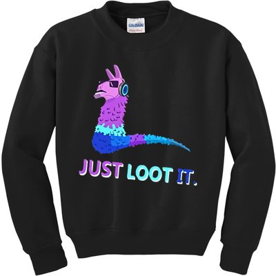 Just Loot It Llama Gamers Kids Sweatshirt