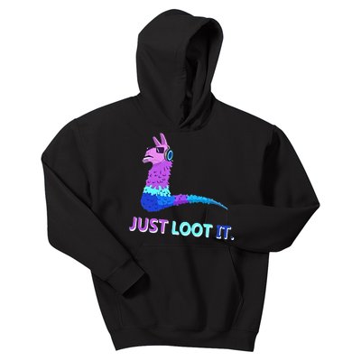 Just Loot It Llama Gamers Kids Hoodie