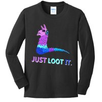 Just Loot It Llama Gamers Kids Long Sleeve Shirt