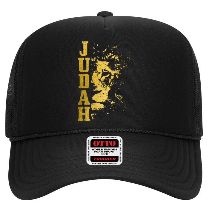 Judah Lion Israelite Vintage Men Women Reggae Israel Hebrew High Crown Mesh Back Trucker Hat