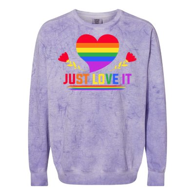 Just Love It Lgbt Pride Graphic Colorblast Crewneck Sweatshirt