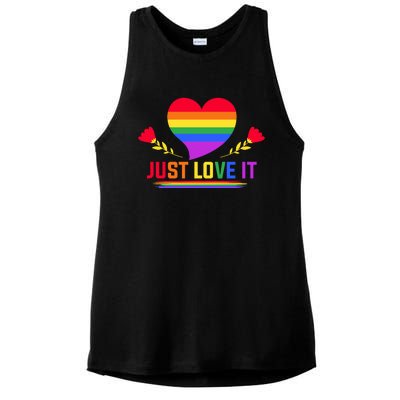 Just Love It Lgbt Pride Graphic Ladies PosiCharge Tri-Blend Wicking Tank