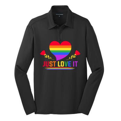 Just Love It Lgbt Pride Graphic Silk Touch Performance Long Sleeve Polo