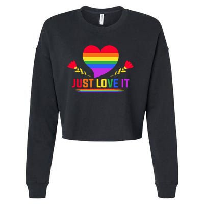 Just Love It Lgbt Pride Graphic Cropped Pullover Crew