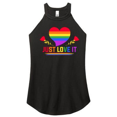 Just Love It Lgbt Pride Graphic Women’s Perfect Tri Rocker Tank