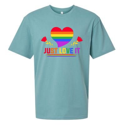 Just Love It Lgbt Pride Graphic Sueded Cloud Jersey T-Shirt