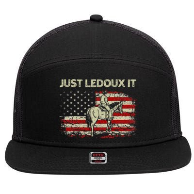 Just Ledoux It Cowboy Whiskey Wine Lover Vintage Usa Flag 7 Panel Mesh Trucker Snapback Hat