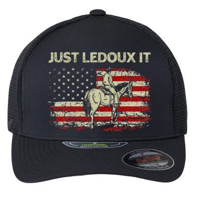 Just Ledoux It Cowboy Whiskey Wine Lover Vintage Usa Flag Flexfit Unipanel Trucker Cap