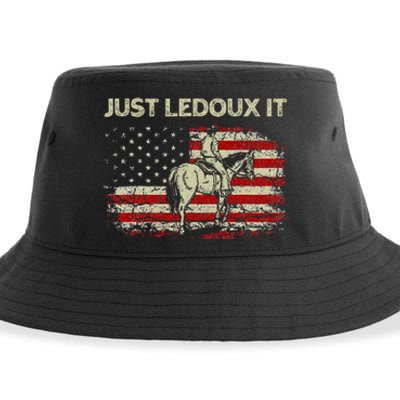 Just Ledoux It Cowboy Whiskey Wine Lover Vintage Usa Flag Sustainable Bucket Hat