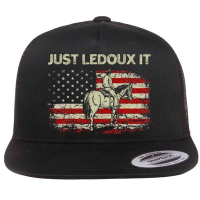 Just Ledoux It Cowboy Whiskey Wine Lover Vintage Usa Flag Flat Bill Trucker Hat