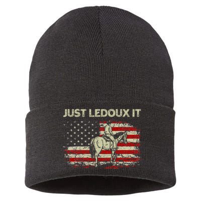 Just Ledoux It Cowboy Whiskey Wine Lover Vintage Usa Flag Sustainable Knit Beanie