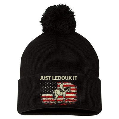 Just Ledoux It Cowboy Whiskey Wine Lover Vintage Usa Flag Pom Pom 12in Knit Beanie