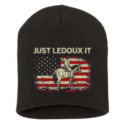 Just Ledoux It Cowboy Whiskey Wine Lover Vintage Usa Flag Short Acrylic Beanie