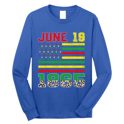 Juneteenth Leopard June 19 Black History African Freedom Day Gift Long Sleeve Shirt