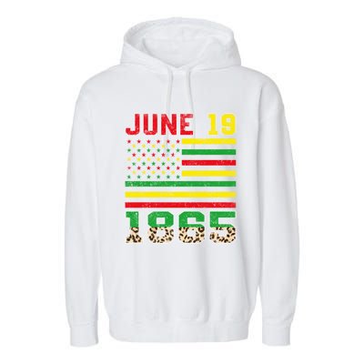 Juneteenth Leopard June 19 Black History African Freedom Day Gift Garment-Dyed Fleece Hoodie