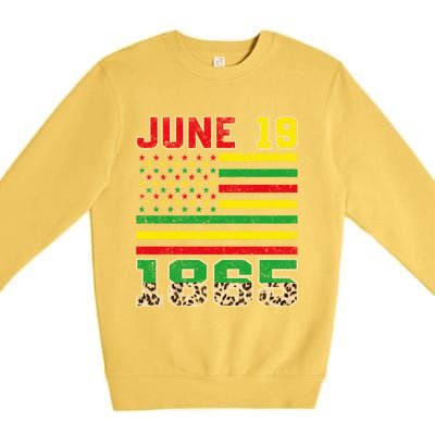 Juneteenth Leopard June 19 Black History African Freedom Day Gift Premium Crewneck Sweatshirt