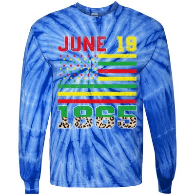 Juneteenth Leopard June 19 Black History African Freedom Day Gift Tie-Dye Long Sleeve Shirt