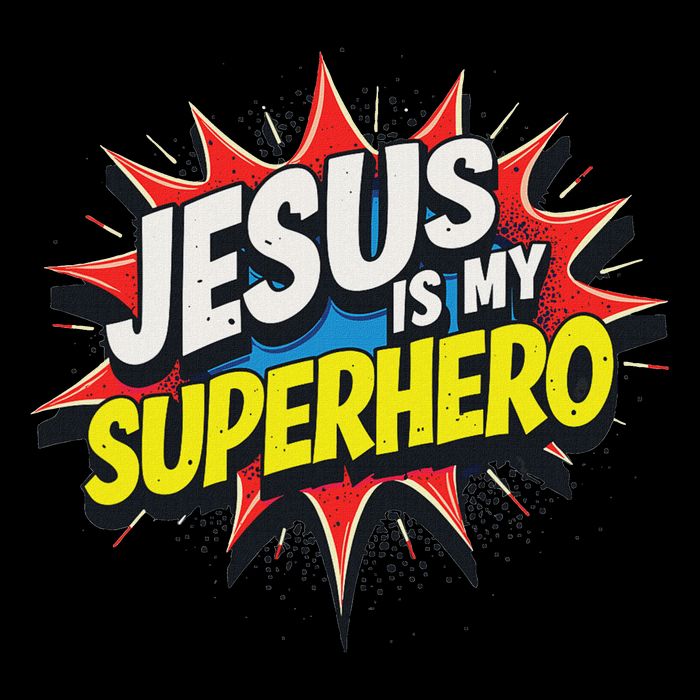 Jusus Lover Jesus Is My Superhero Black Small Modern Sweatshirt