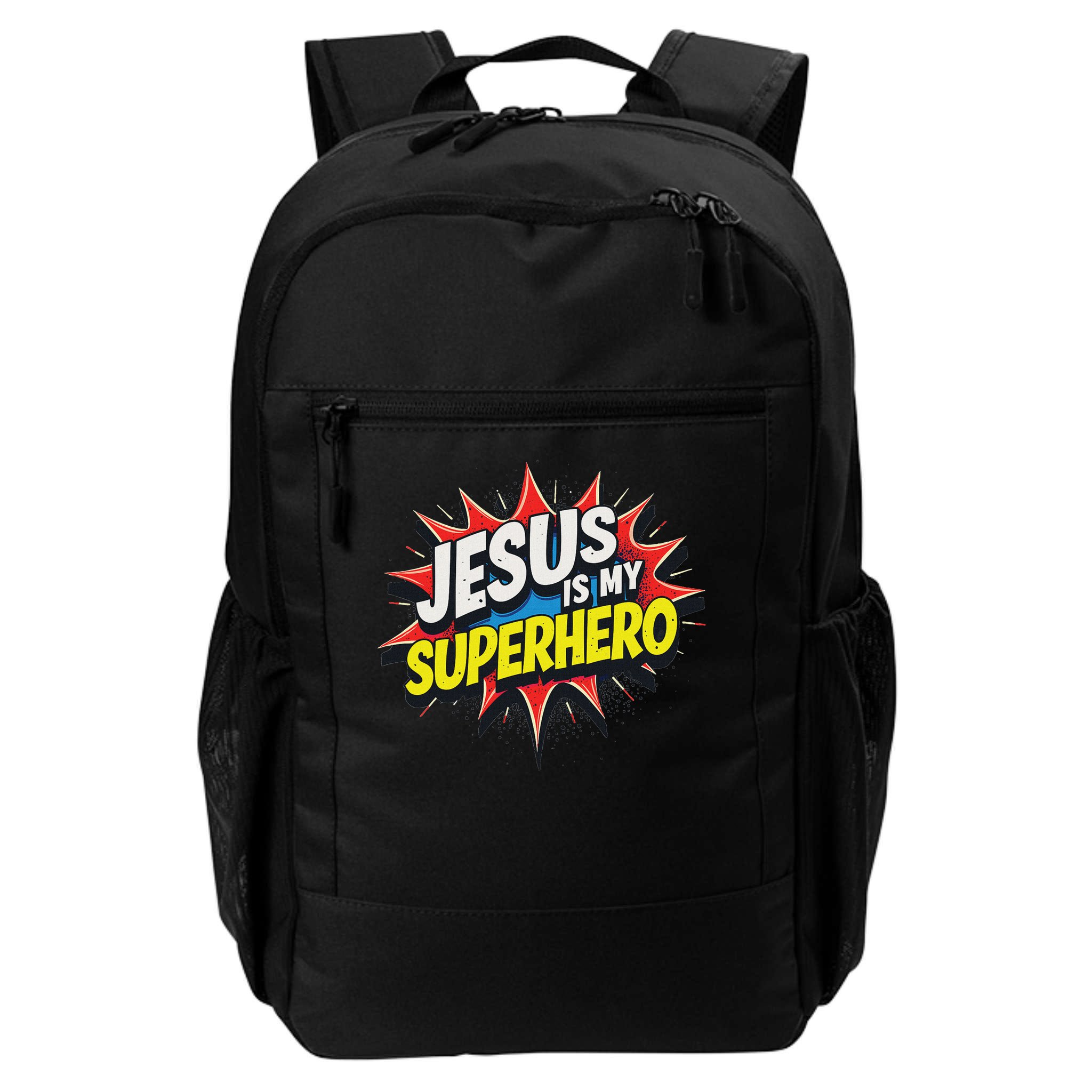 Jusus Lover Jesus Is My Superhero Black Small Modern Backpack