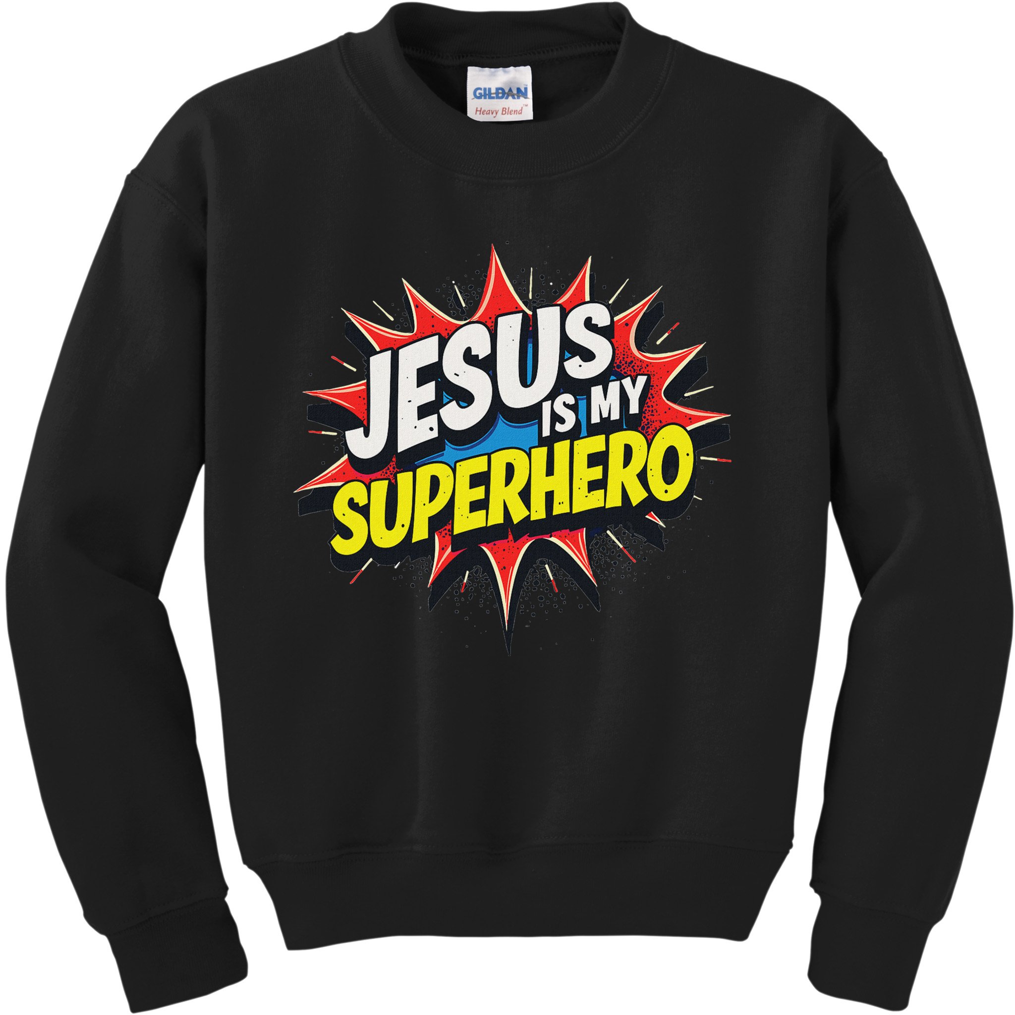 Jusus Lover Jesus Is My Superhero Black Small Modern Kids Sweatshirt