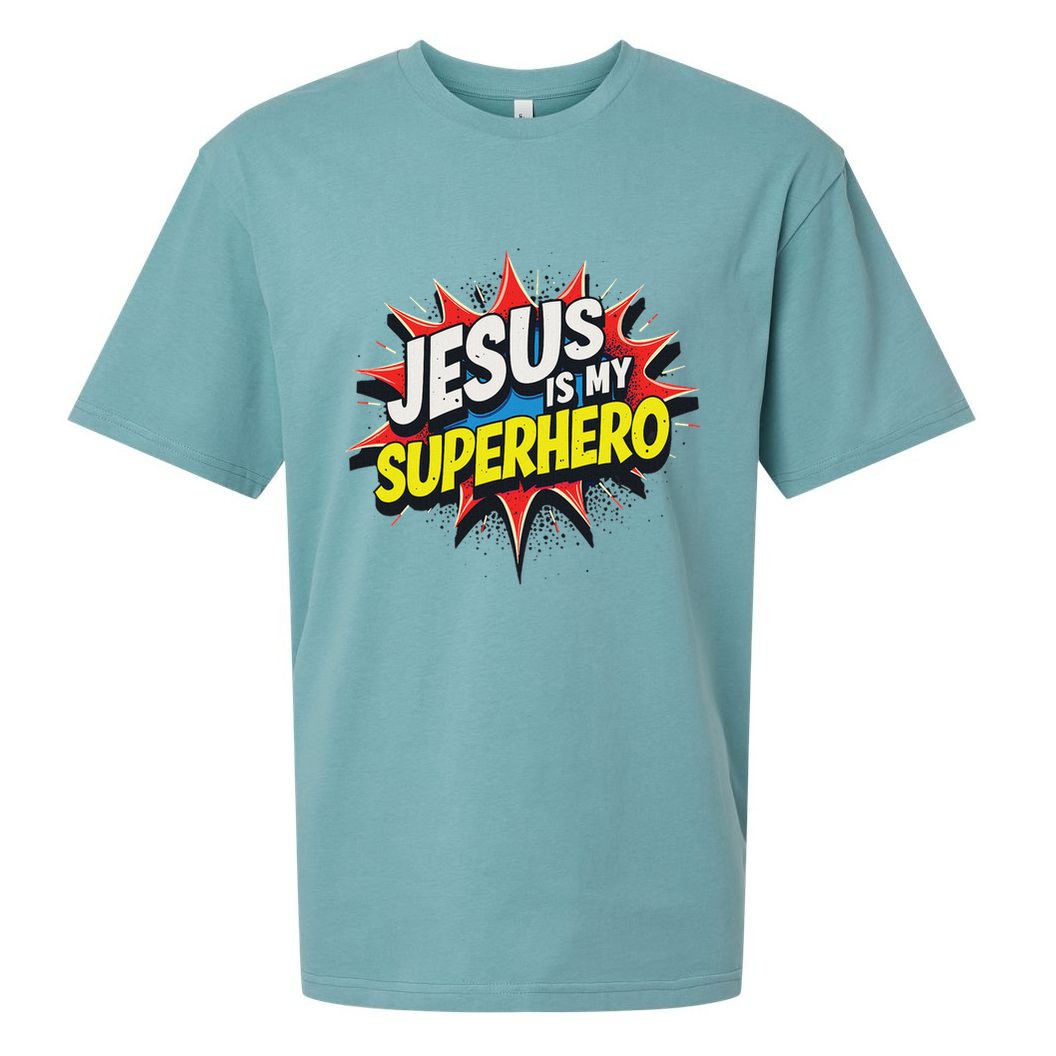 Jusus Lover Jesus Is My Superhero Black Small Modern Sueded Cloud Jersey T-Shirt