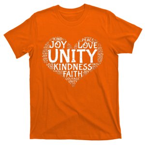 Joy Love Kindness Faith Unity Day Orange Anti Bullying T-Shirt