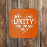 Joy Love Kindness Faith Unity Day Orange Anti Bullying Coaster