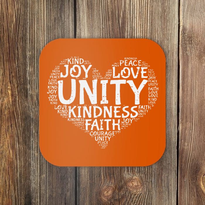 Joy Love Kindness Faith Unity Day Orange Anti Bullying Coaster