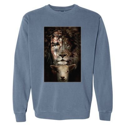 Jesus Lion Lamb Christian Lover Garment-Dyed Sweatshirt