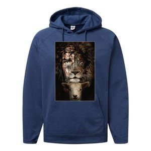 Jesus Lion Lamb Christian Lover Performance Fleece Hoodie