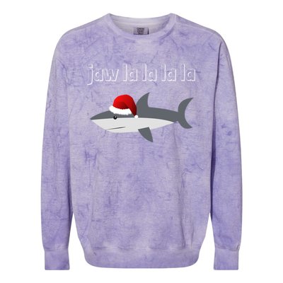 Jaw La La La La Christmas Shark Wearing Santa Hat Image Cool Gift Colorblast Crewneck Sweatshirt