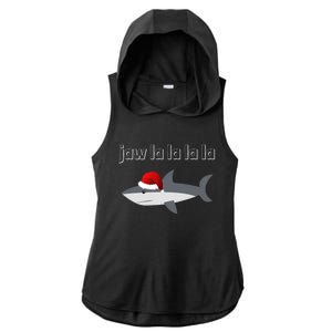 Jaw La La La La Christmas Shark Wearing Santa Hat Image Cool Gift Ladies PosiCharge Tri-Blend Wicking Draft Hoodie Tank