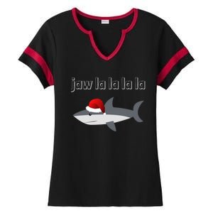 Jaw La La La La Christmas Shark Wearing Santa Hat Image Cool Gift Ladies Halftime Notch Neck Tee