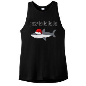 Jaw La La La La Christmas Shark Wearing Santa Hat Image Cool Gift Ladies PosiCharge Tri-Blend Wicking Tank