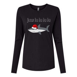 Jaw La La La La Christmas Shark Wearing Santa Hat Image Cool Gift Womens Cotton Relaxed Long Sleeve T-Shirt