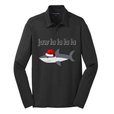 Jaw La La La La Christmas Shark Wearing Santa Hat Image Cool Gift Silk Touch Performance Long Sleeve Polo