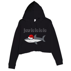 Jaw La La La La Christmas Shark Wearing Santa Hat Image Cool Gift Crop Fleece Hoodie