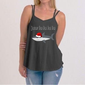 Jaw La La La La Christmas Shark Wearing Santa Hat Image Cool Gift Women's Strappy Tank