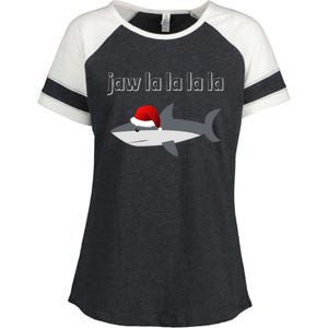 Jaw La La La La Christmas Shark Wearing Santa Hat Image Cool Gift Enza Ladies Jersey Colorblock Tee